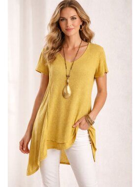 Soft Surroundings Mixed Media Tunic Size M Lagenlook Relaxed Fit Boho Chic